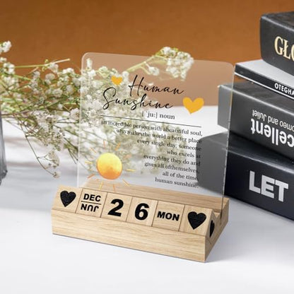 Human Sunshine Inspirational Gifts for Women Men - Wooden Block