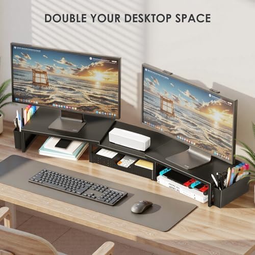 OPNICE Desk Organizers and Accessories, Dual Monitor Stand Riser with