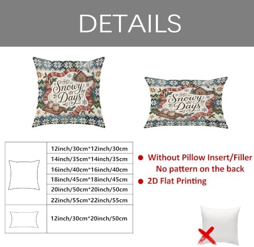 Winter Cabin Snowy Days Quote Christmas Throw Pillow Covers 14x14 Set
