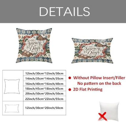 Winter Cabin Snowy Days Quote Christmas Throw Pillow Covers 14x14 Set