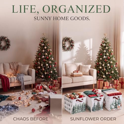 Fourluoo 6 Pack Christmas Tree Storage Basket with Handles