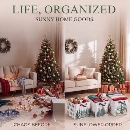 Fourluoo 6 Pack Christmas Tree Storage Basket with Handles