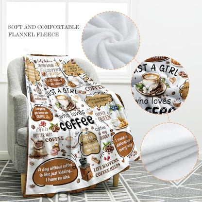 Jekeno Fun Coffee Throw Blanket 50"x60", Gifts for Women Men Kids