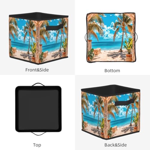 Fabric Storage Bins Closet Storage Bins - Beach Landscape Tropic Ocean
