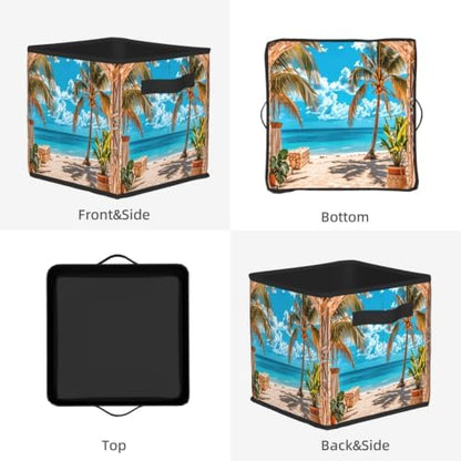 Fabric Storage Bins Closet Storage Bins - Beach Landscape Tropic Ocean