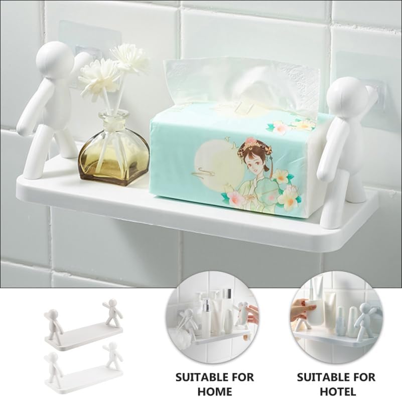 2 Mounted Hook Rack Floating Wall Shelves for Bedroom Bathroom Kitchen