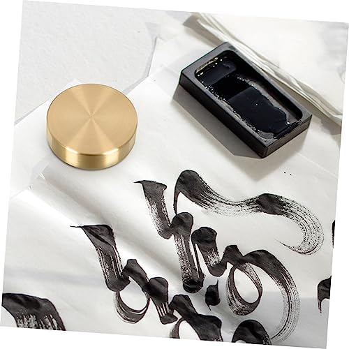 Toyvian Round Brass Paperweight for Calligraphy and Chinese Painting
