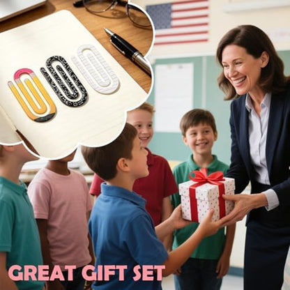 Teacher Appreciation Paper Clips - Jumbo Acrylic Pencil & Notebook