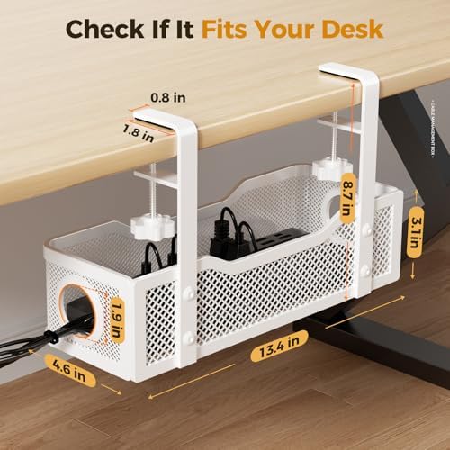 Cinati Under Desk Cable Management Tray, 13.4" Metal Cord Organizer