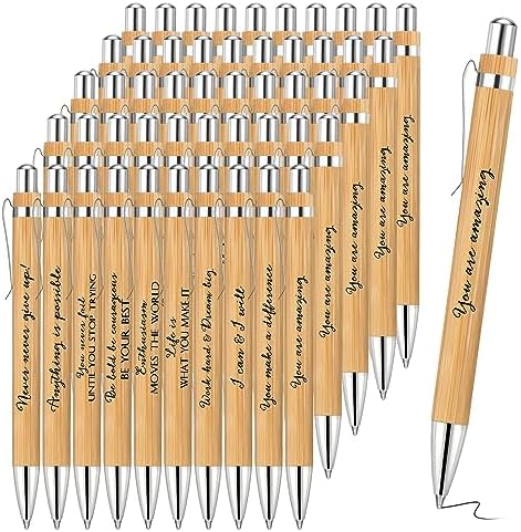 Fulmoon 100 Pcs Employee Appreciation Bamboo Pens with Inspirational