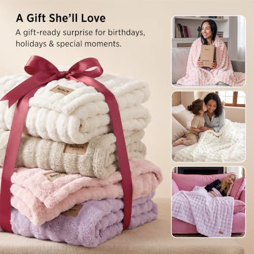 Bedsure Cloud Bubble Throw Blanket, Christmas Decor Gifts, Pink