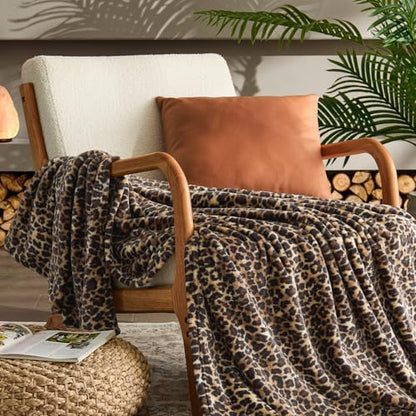 BEDELITE Fleece Blanket Soft Plush Throw for Couch Brown Leopard