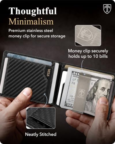 TRAVANDO Money Clip Wallet with AirTag Pocket - RFID Protected Wallet