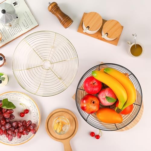 IBWell® Gold Fruit Bowl for Kichen Countertop, Round Wire Fruits