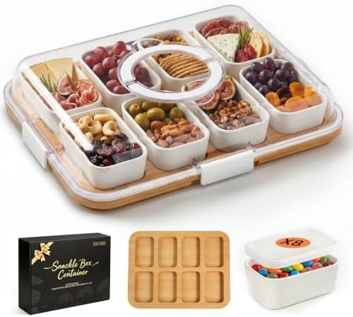 Renmxj Charcuterie Boards with Lid, 8 Individual Ceramic Bowls with