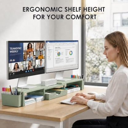 OPNICE Desk Organizers and Accessories, Dual Monitor Stand Riser with