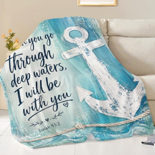 Dynova Christian Anchor Blanket Nautical Scripture Throw Faith Gift