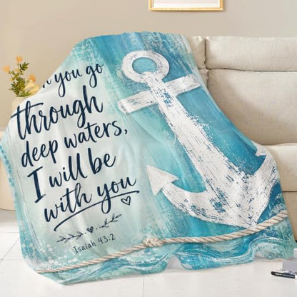 Dynova Christian Anchor Blanket Nautical Scripture Throw Faith Gift