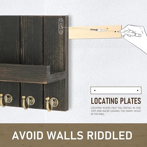 Rebee Vision Key Holder Wall Mount with Shelf for Office, Distressed