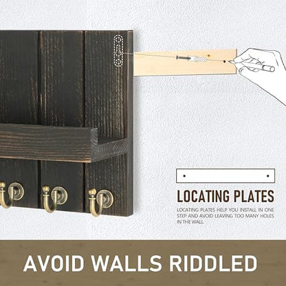 Rebee Vision Key Holder Wall Mount with Shelf for Office, Distressed