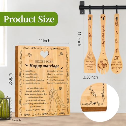 Wedding Gift Recipe for Marriage Bamboo Cutting Board Set, Engraved