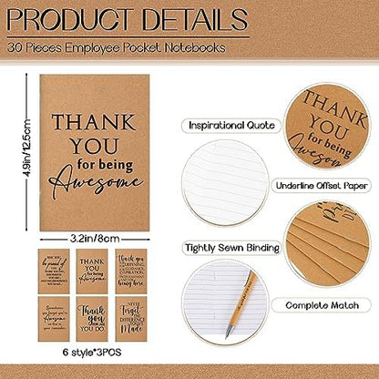 Teling 30 Sets Employee Appreciation Gifts Include Thank You Notebook