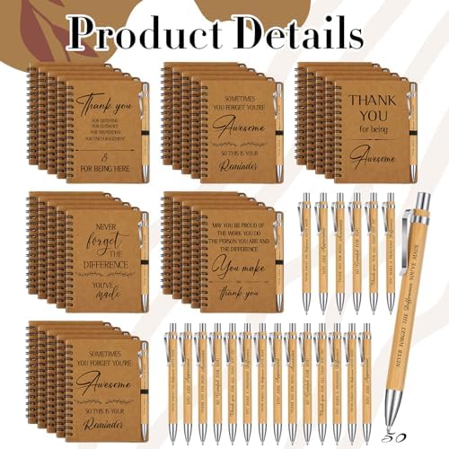 Glenmal 60 Pcs Thank You Gift Set Include Spiral Inspirational