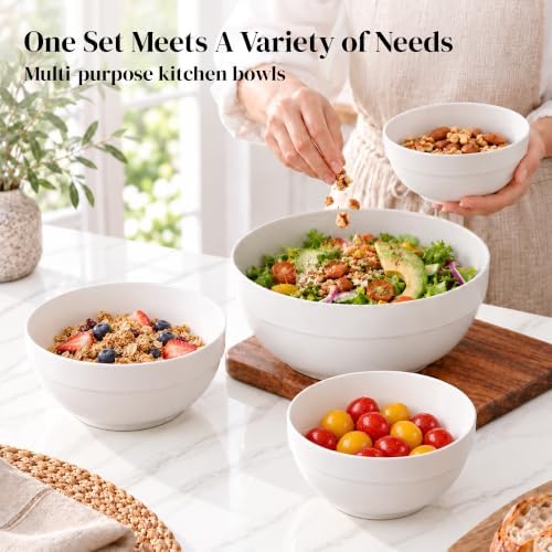 DOWAN Serving Bowls, Nesting Mixing Bowl Set (64/42/28/12 OZ)