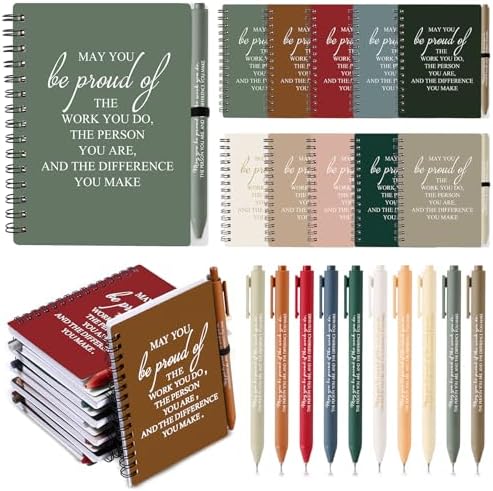Honoson 10 Sets/20 Pcs Employee Notebook Pen Gifts, Bright Color