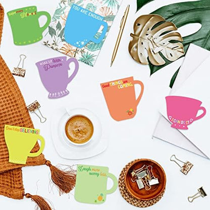 Sinmoe 24 Pcs Coffee Cup Sticky Notes, Lovely Color, Inspirational