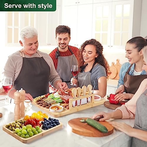 ROCIRLAB Bamboo Charcuterie Boards (23"×11"×0.8") and Knife Set