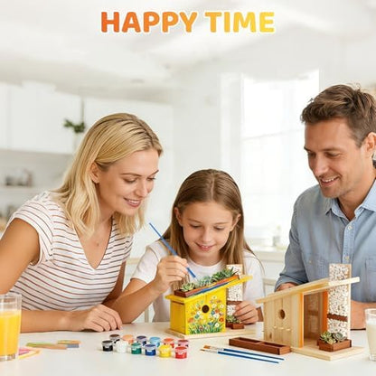 Modern Birdhouse Woodworking Kit, Natural Cedar Wooden birdhouses for