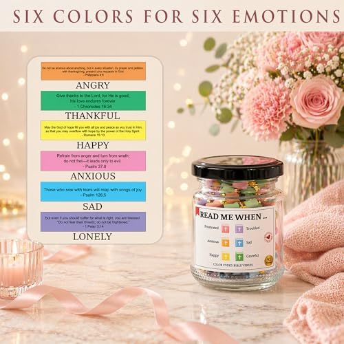 Bible Verses Jar, 92 Hand-Rolled Bible Scroll, Read Me When Christian