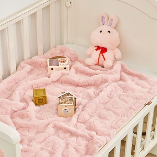 Yurhap Heart Baby Blanket, Love Plush Fleece Baby Blankets for Girls