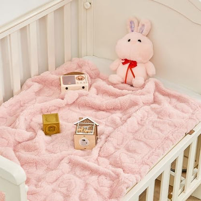 Yurhap Heart Baby Blanket, Love Plush Fleece Baby Blankets for Girls