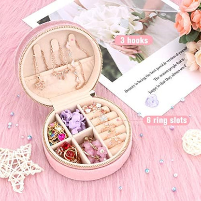 DesignSter Travel Jewelry Box - Velvet Mini Jewelry Organizer, Small