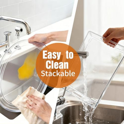 Clear Plastic Serving Tray with Handles, BPA-Free Storage Organizer