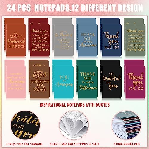 48 Pcs Thank You Gifts Bulk Motivational Pens Inspirational Notepads
