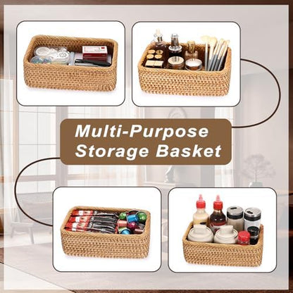 BTSKY Small Remote Basket for Coffee Table Entryway Living Room