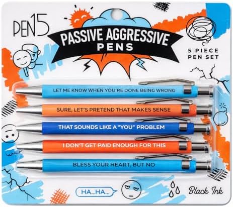 Passive Aggressive Pens, Funny Office Gag Gift for Coworkers & Friends