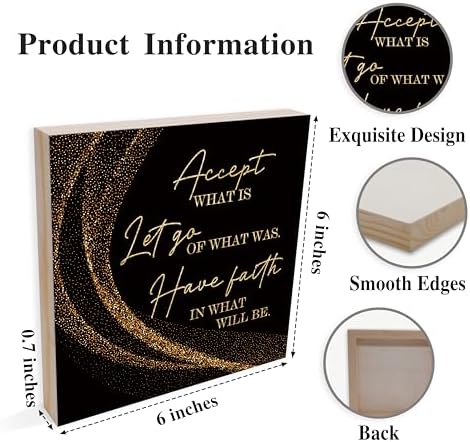 Black Gold Wood Box Sign, Motivational Gifts for Women, Inspirational