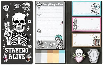 B1ykin Sticky Notes Set - 550 Sheets Memo Writing Pad Funny Skeleton