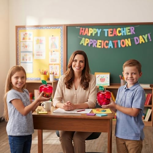 HANZE Large Red Apple Container, Back To School Teacher Gifts