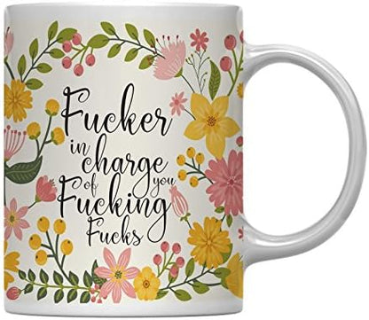 Andaz Press 11oz. Floral Flowers with Funny Rude Quote Coffee Mug