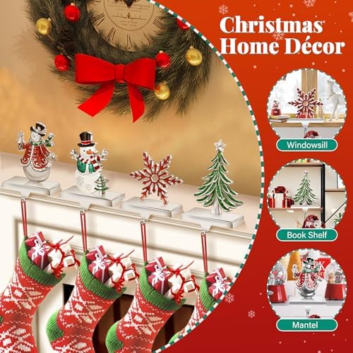 Loncaster Set of 4 Christmas Stocking Holders for Mantle, Christmas