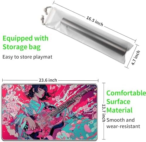 MTG Playmat 24"x14" with Storage Bag, Machine Washable Non-Slip Rubber