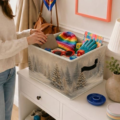Christmas Winter Forest Foldable Storage Bins with Handles