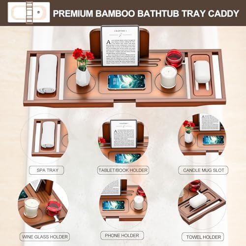 Banlilu Bathtub Tray - Bath Tray Expandable - Bath Tub Tray Table for