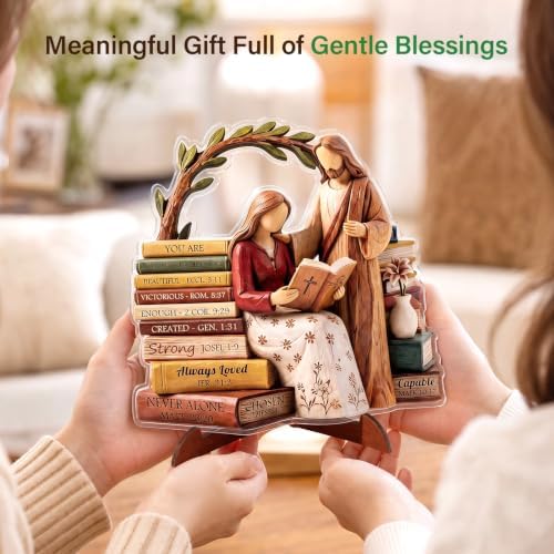 Religious Gifts for Women, God Says I Am Bible Verse Desk Decor for