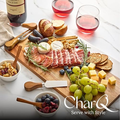 Charcuterie Board Set with Accessories- Marble & Acacia Wood Board